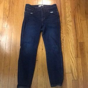 Madewell dark blue high riser skinny jeans